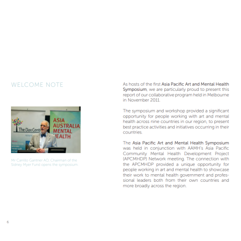 Creative Opportunities: report on the Asia Pacific and mental health symposium Exhibition Catalogue